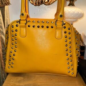 Steve Madden Mustard Studded Satchel